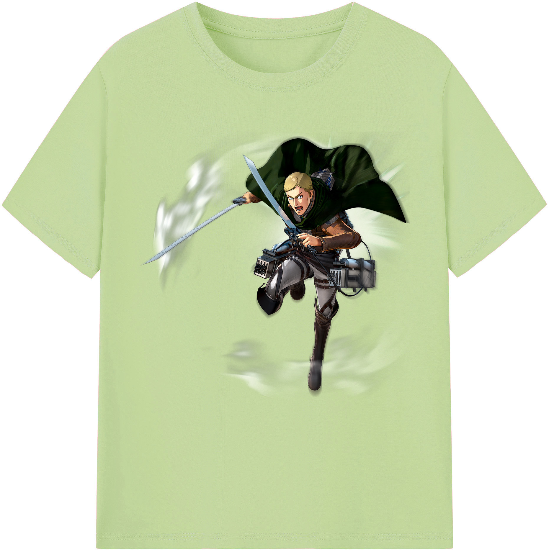 （画像用） 進撃の巨人 エルヴィン・スミス Attack on Titan Erwin Smith 綿100％半袖Tシャツ（フロントプリント）